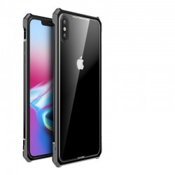 Black Aluminum bumper + Tempered Glass Back Case